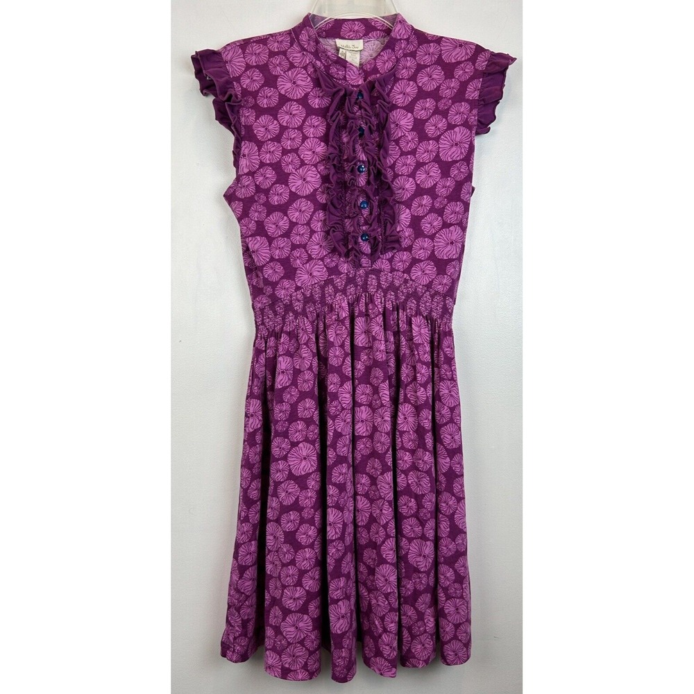 Matilda Jane Dress Womens Medium Ruffle Purple Floral Cap Sleeve Cottagecore